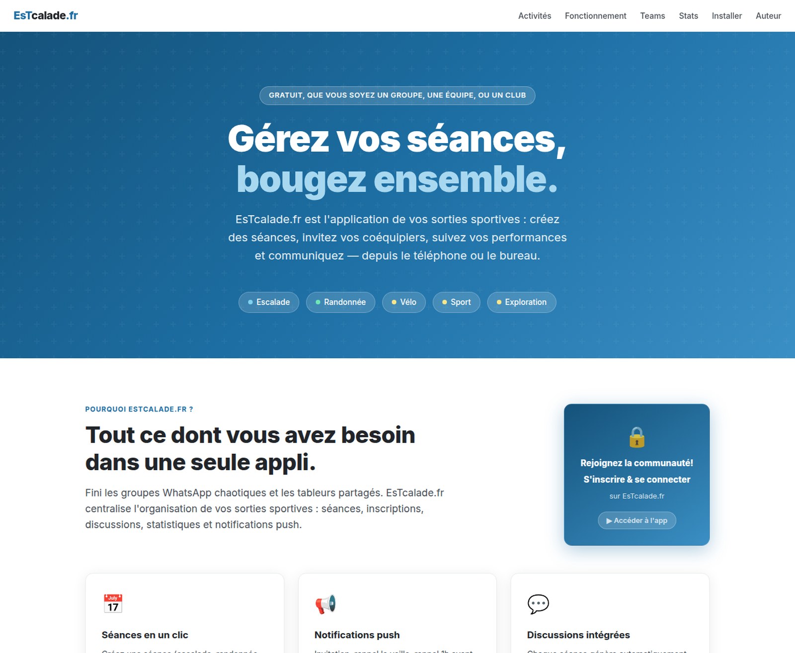 Page d'accueil de www.estcalade.fr