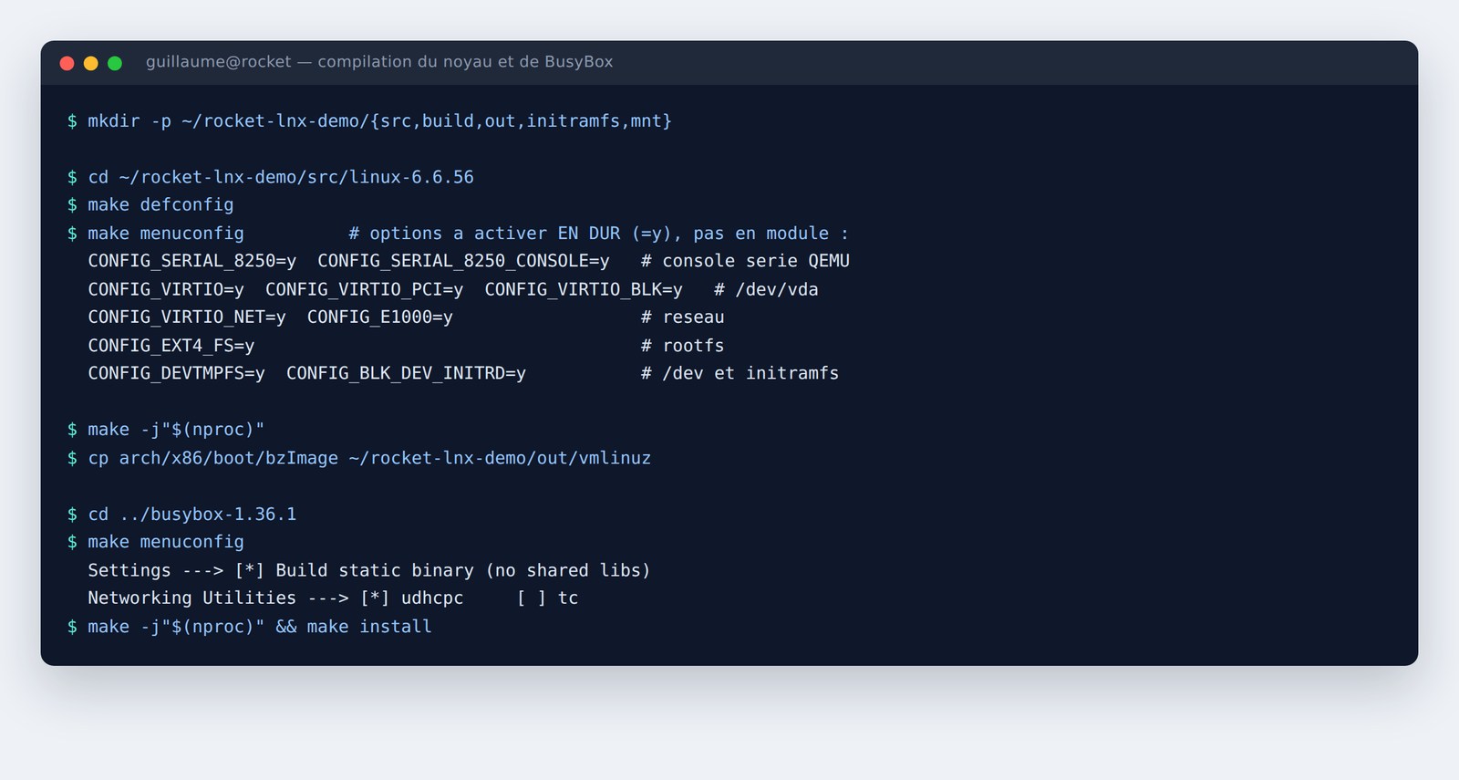 Compilation du noyau et de BusyBox