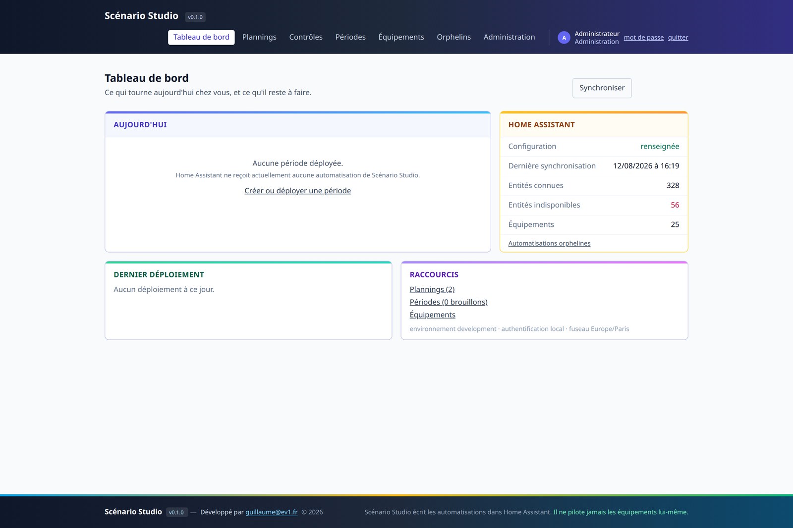 Interface de Scénario Studio